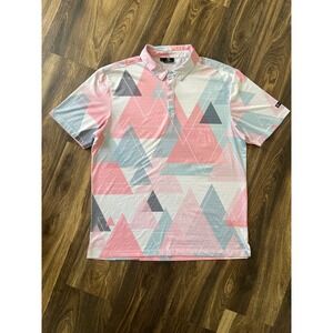GreenSide Golf Polo Shirt Geometric Print Short‎ Sleeve Athletic XL